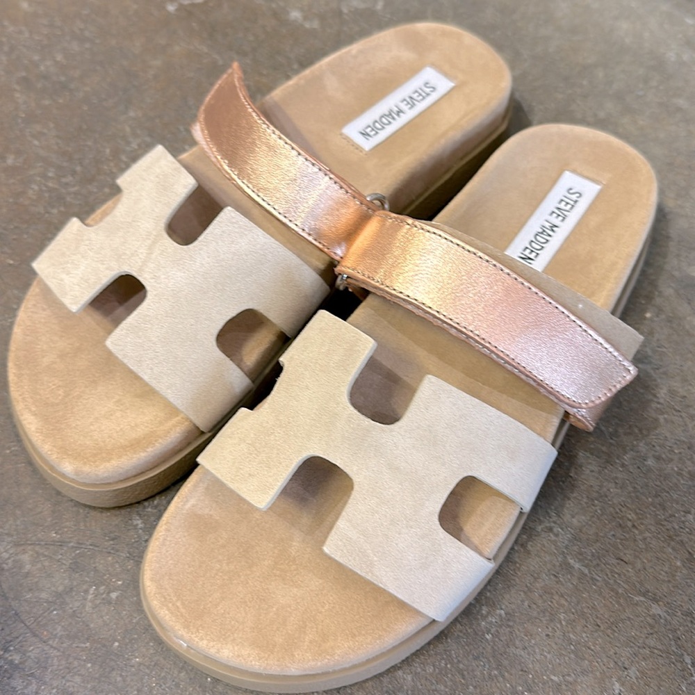 STEVE MADDEN “MAYVEN” ROSE GOLD SANDAL. BRAND NEW. SIZE 7.0